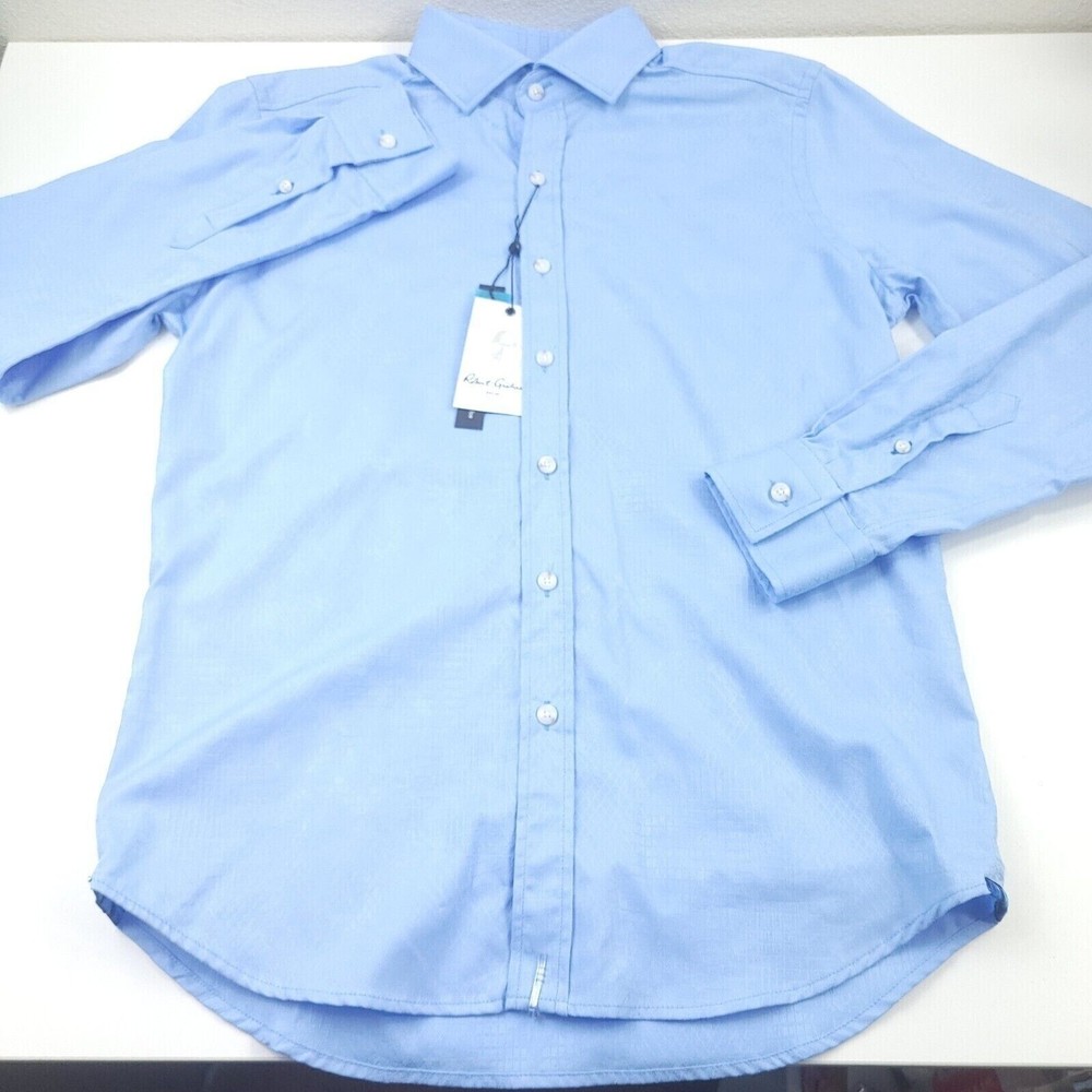 $178 Robert Graham Brookridge Tonal Button Up Shirt Men's Size SM Light Blue